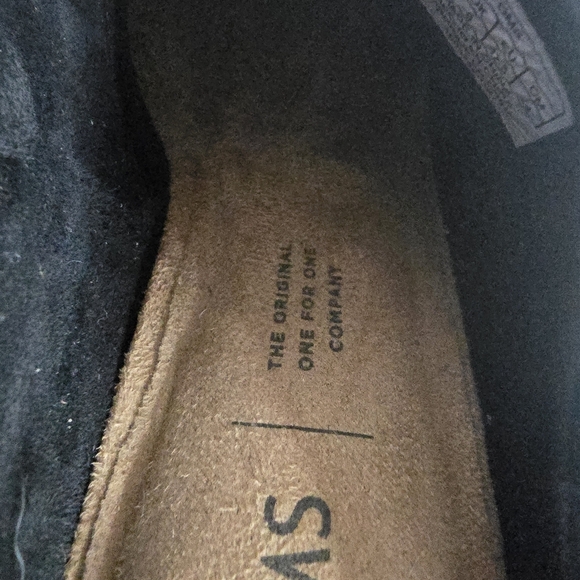 Toms Black Suede Tassel Mules with Wooden Block Heel Woman Size 7 - Picture 6 of 9